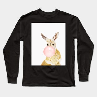 Kangaroo print, Bubble gum, Nursery art, Kangaroo wall art, Animal, Kids room, Modern art, Wall decor Long Sleeve T-Shirt